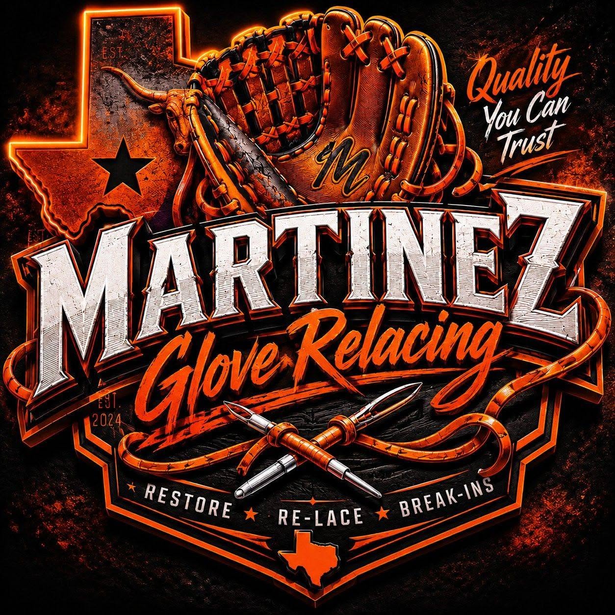 A handcrafted relaced baseball glove by Martinez Glove Relacing