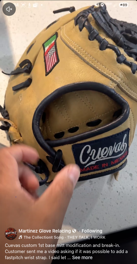 1st base mitt modification